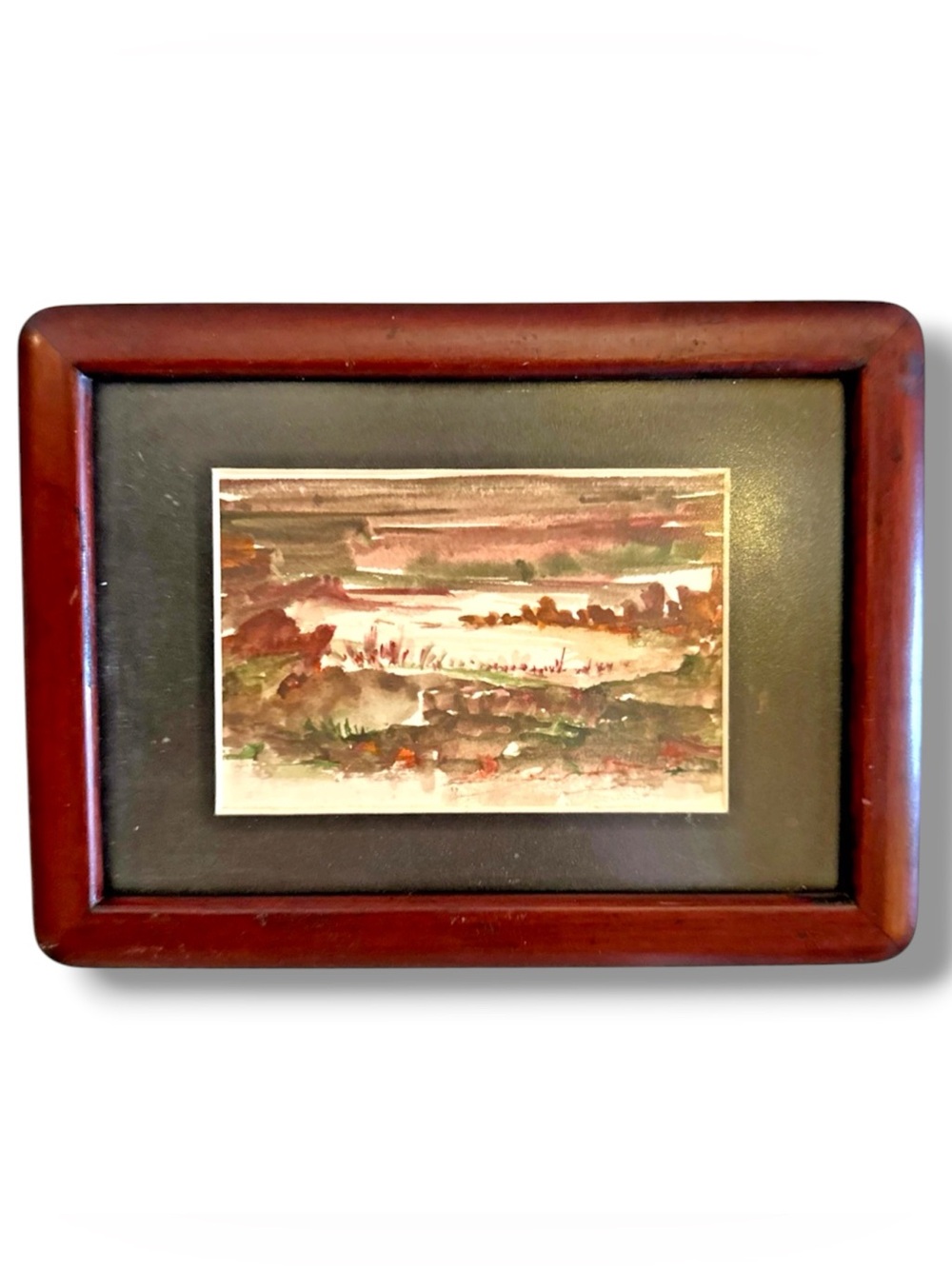 VINTAGE FRAMED ORIGINAL WATERCOLOR SIGNED ABSTRACT LANDSCAPE